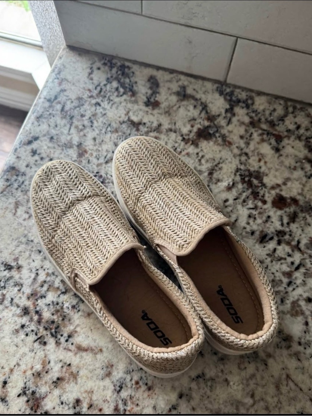 Soda Men’s Beige Knit Slip-On Loafers